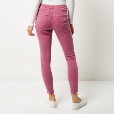 Pink Molly ripped hem jeggings